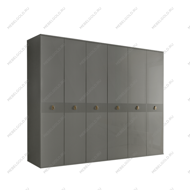 Шкаф 6-ти дверный Римини СОЛО (Серый/Золото) РМШ2/6(s)