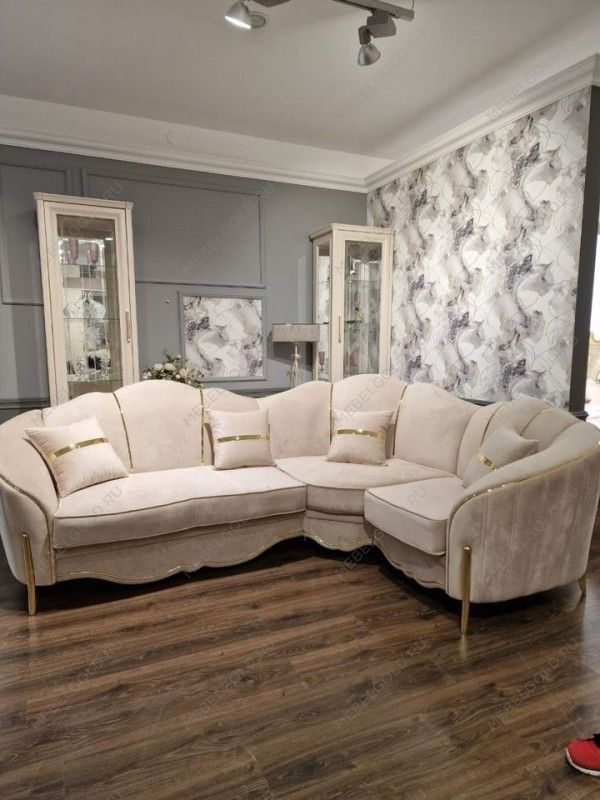 Диван Лара угловой 2-у-1 бежевый золото | изображение 3