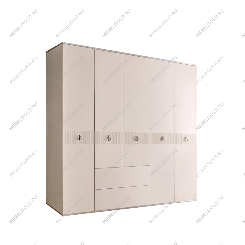 Шкаф 5-ти дверный с ящиками Римини СОЛО (Слоновая кость/Серебро) РМШ2/51(s)