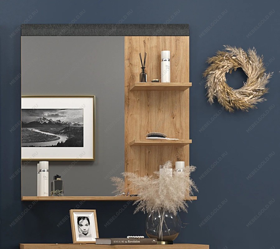 Полка настенная с зеркалом Грейс LUS 80 | изображение 3