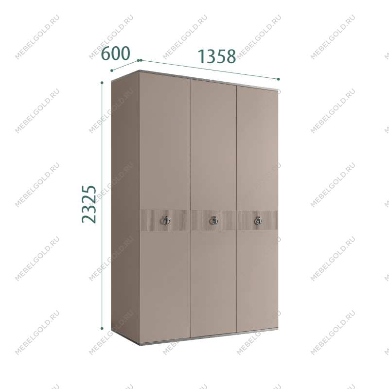 Шкаф 3-х дверный Римини СОЛО (Мокка/Серебро) РМШ2/3(s)