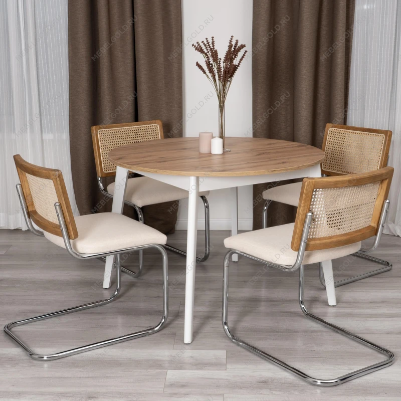 Стул MANI, дерево вяз, ротанг/ткань лен, металлический каркас, Груша (№3), 46х46х78 см | изображение 11