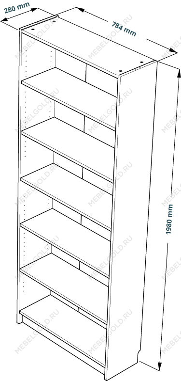МАЛЬМ / VARMA Стеллаж ИКЕА / IKEA 80, 80x200x28, шпон, беленый дуб | изображение 3