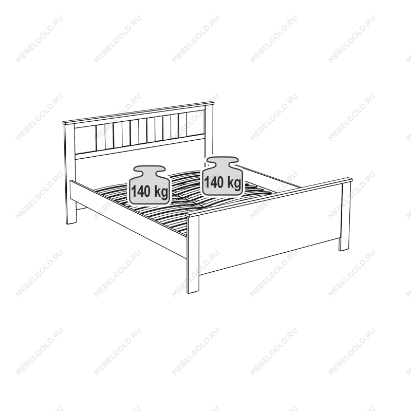 САГА кровать двойная 160х200 белая/ясень | изображение 2