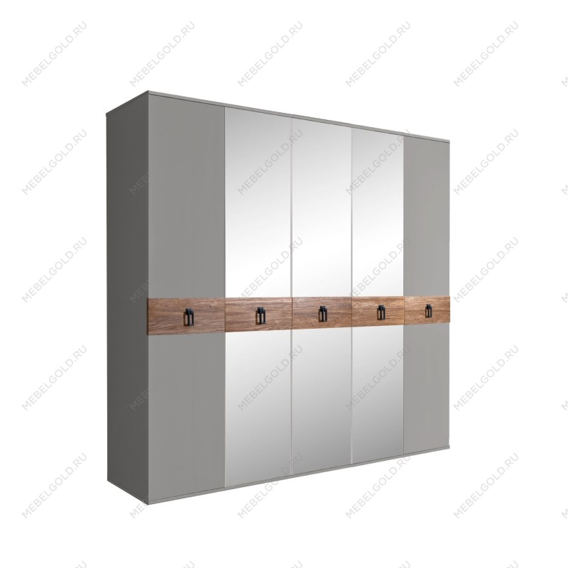 Шкаф 5-ти дв. с зеркалами Bogemia Wood Fa (Серый/Черный) БМШ1/5(Wo)