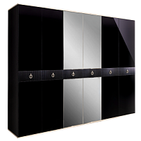Шкаф 6-ти дверный с зеркалом Римини СОЛО (Черный/Серебро) РМШ1/6(s)