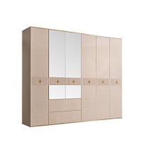 Шкаф 6-ти дверный с зеркалом, с ящиками Римини СОЛО (Латте/Золото) РМШ1/61(s)