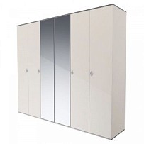 Шкаф 6-ти дверный с зеркалом Римини (Слоновая кость/Серебро) РМШ1/6