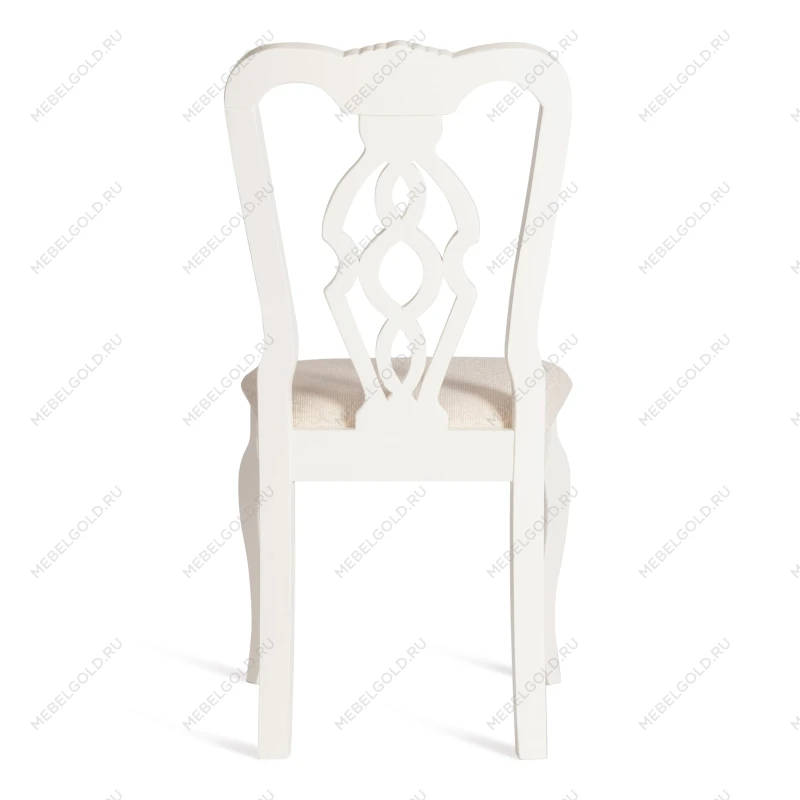 Стул - Афродита/Aphrodite, дерево гевея, 46х54х99см, Ivory white, ткань кремовая с рисунком (А04) | изображение 3