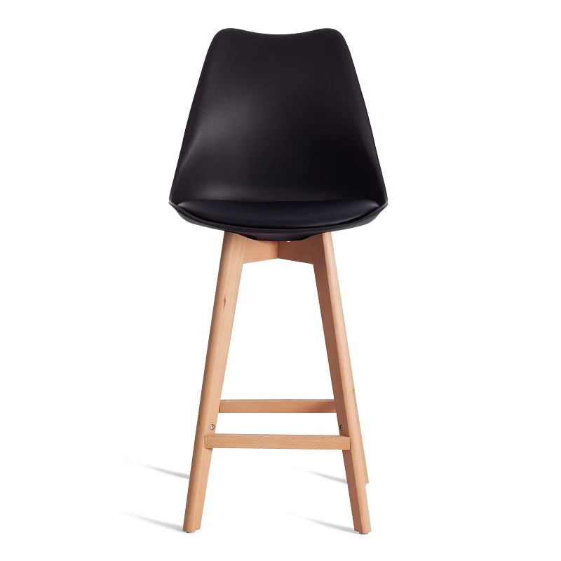 Стул барный TULIP BAR (mod. C1014H-1)/1 шт. в упаковке, пластик/дерево, 42 х 47,5 х 104 см, Black (Черный) 3010/ натуральный | изображение 4