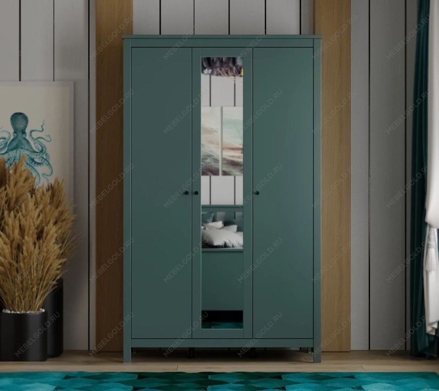 САГА шкаф 3 двери с зеркалом темно-бирюзовый | изображение 5