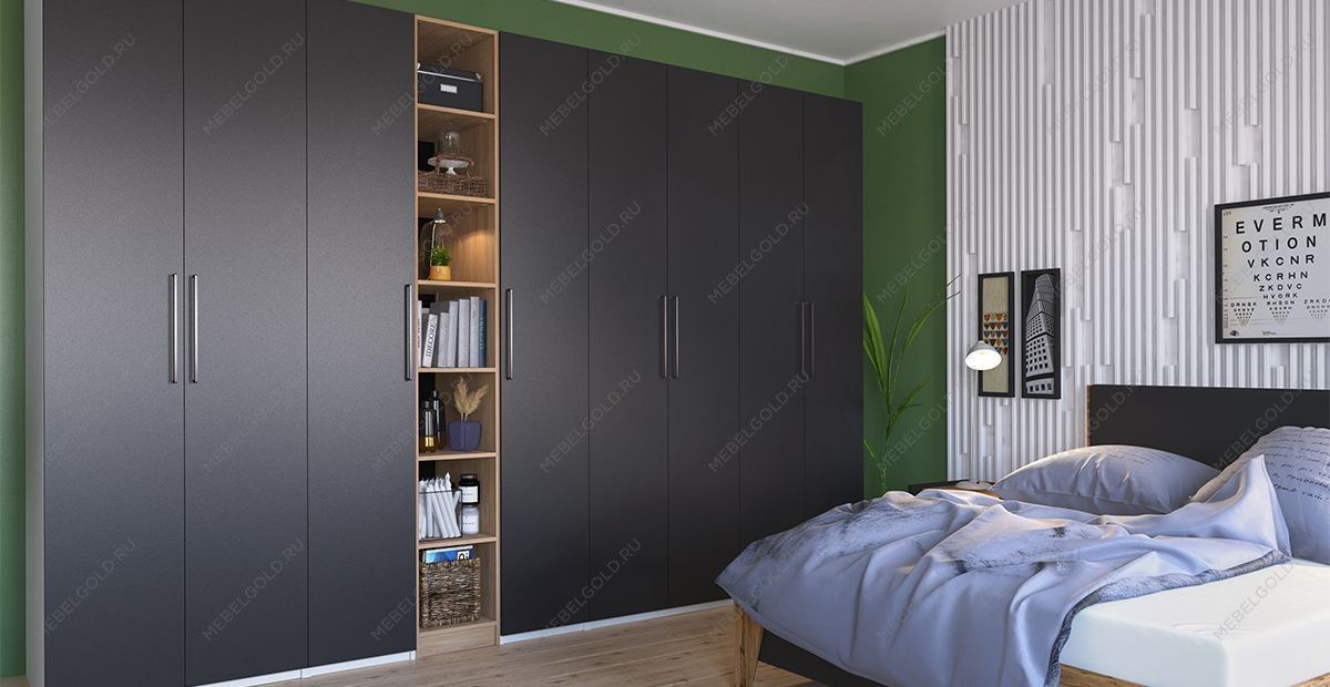 Шкаф-пенал Отис МН-039-03 П2 с фасадом ЛДСП (графит) | изображение 2