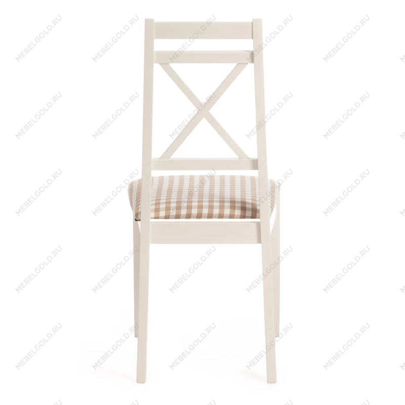 Стул Picasso ( PC-SC ), дерево гевея, 45х53х97см, ivory white (слоновая кость 2-5), ткань: клетка мелкая (S505-18) | изображение 4