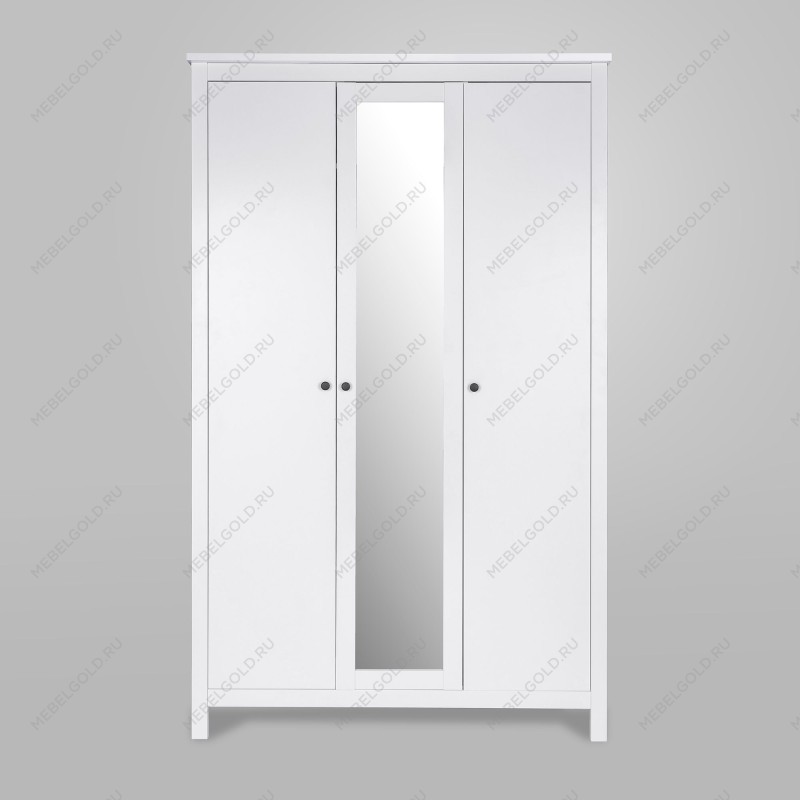 САГА шкаф 3 двери с зеркалом белый | изображение 2