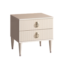 Тумба прикроватная 2 ящика Римини СОЛО (Бежевый/Серебро) РМТП-2(s)