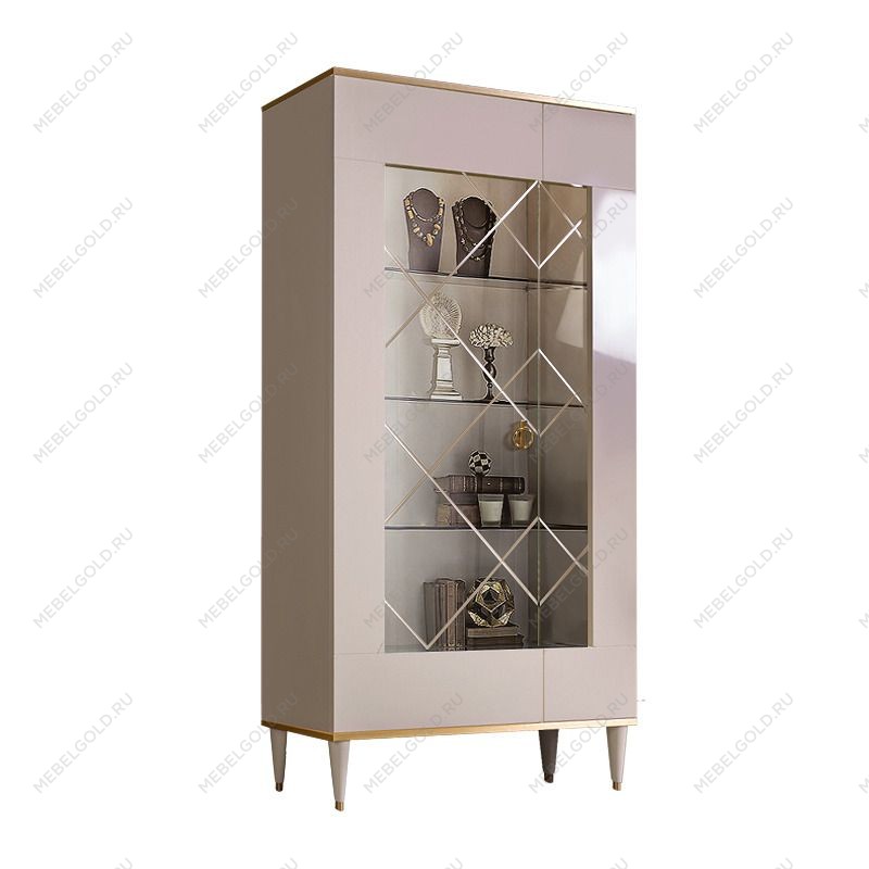 Витрина 2-ств. Римини (Слоновая кость/Золото) (Левая) РМВ2-2С