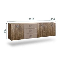 Комод 2.1м Bogemia Woodline Fly Wood Fi (Мокка) (Novabuk/Хром) БМКМ-5