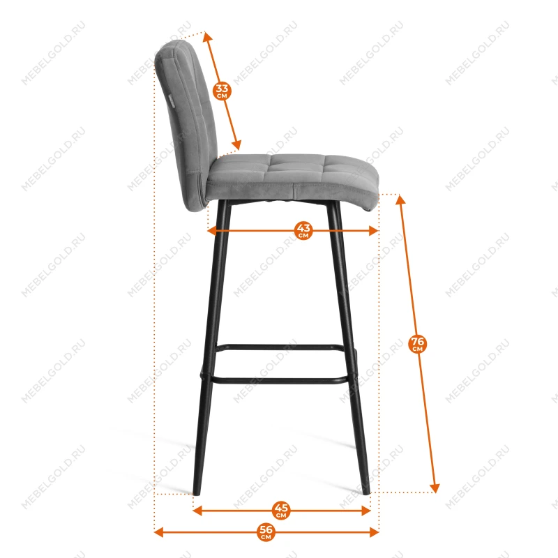 Барный стул Medeo/Медео, велюр, бежевый, 7, 45х56х113 см | изображение 16