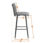 Барный стул Medeo/Медео, велюр, бежевый, 7, 45х56х113 см | изображение 16