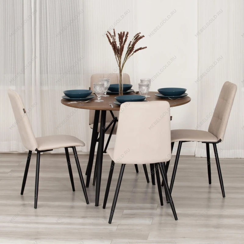 Стул обеденный Asti, TREND, флок, бежевый/черный, 7, 47х54х86 см | изображение 10