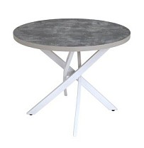 Стол круглый Шип-32 ноги белые (пластикТерра графит 1426/ЛДСП 32 мм/кромка серый)