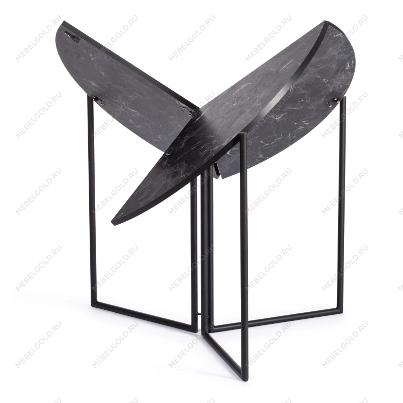 Стол складывающийся YOOP (mod. 1202), ЛДСП+меламин/металл, 100 х 100 х 72 см, чёрный мрамор/чёрный | изображение 1