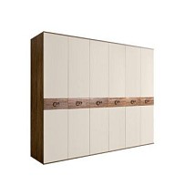 Шкаф 6-ти дв. Bogemia Woodline Wood Fi (Слоновая кость/Хром) БМШ2/6(Wo)