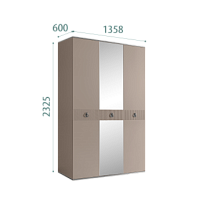 Шкаф 3-х дверный с зеркалом Римини СОЛО (Мокка/Серебро) РМШ1/3(s)