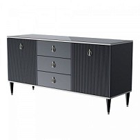 Комод для гостиной 1.6м Римини СОЛО (Черный/Серебро) РМКМ-4(s)