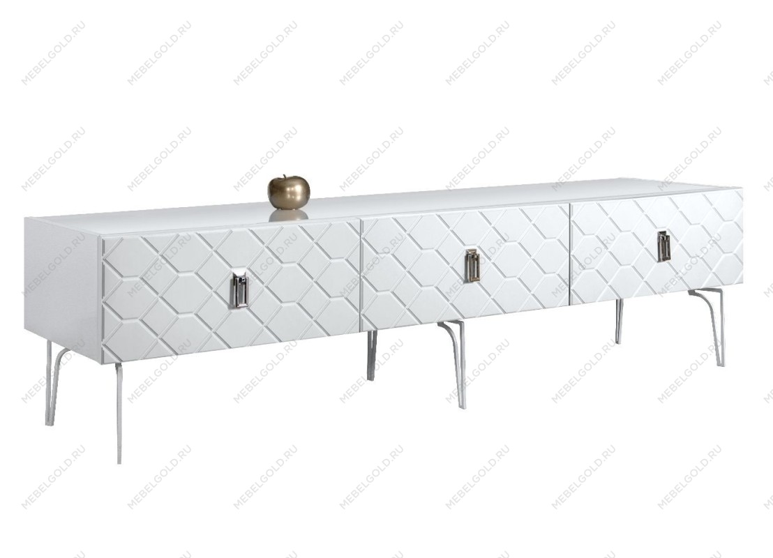 Тумба под телевизор 2.1м Bogemia Farfalle (Белый) (Lakobel/Хром) БМТ-2(Fa)