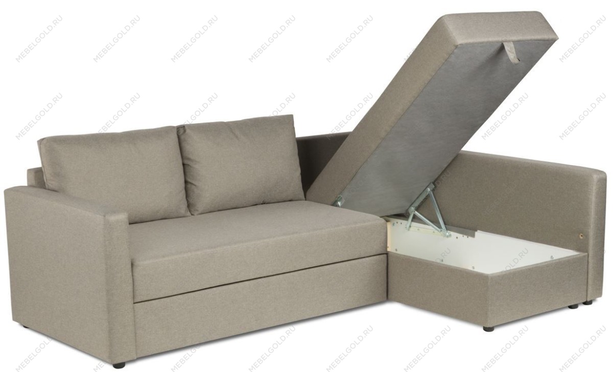 Диван угловой трехместный Вало с длинным подлокотником, светло-серый, рогожка | изображение 1