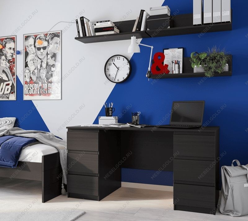 КАСТОР (KULLEN) стол письменный ИКЕА / IKEA 6 ящиков 151х65 Дуб Венге | изображение 4