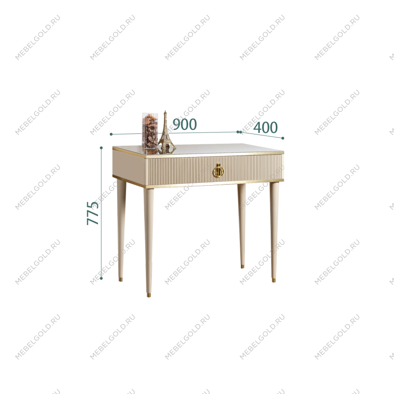 Стол туалетный узкий Римини СОЛО (Ваниль/Золото) РМСТ-1(s)[9]