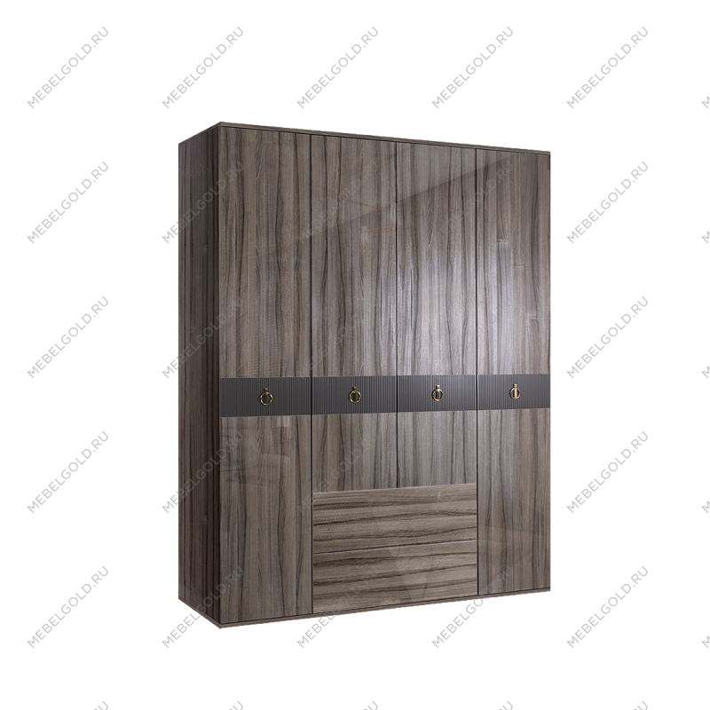 Шкаф 4-х дверный с ящиками Римини СОЛО (Орех империя/Золото) РМШ2/41(s)