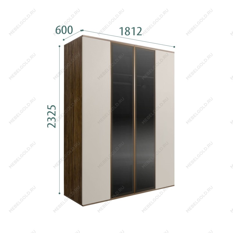 Шкаф 4-х дв. Bogemia Woodline Air (Шелк/Золото) БМШ2/42(2)