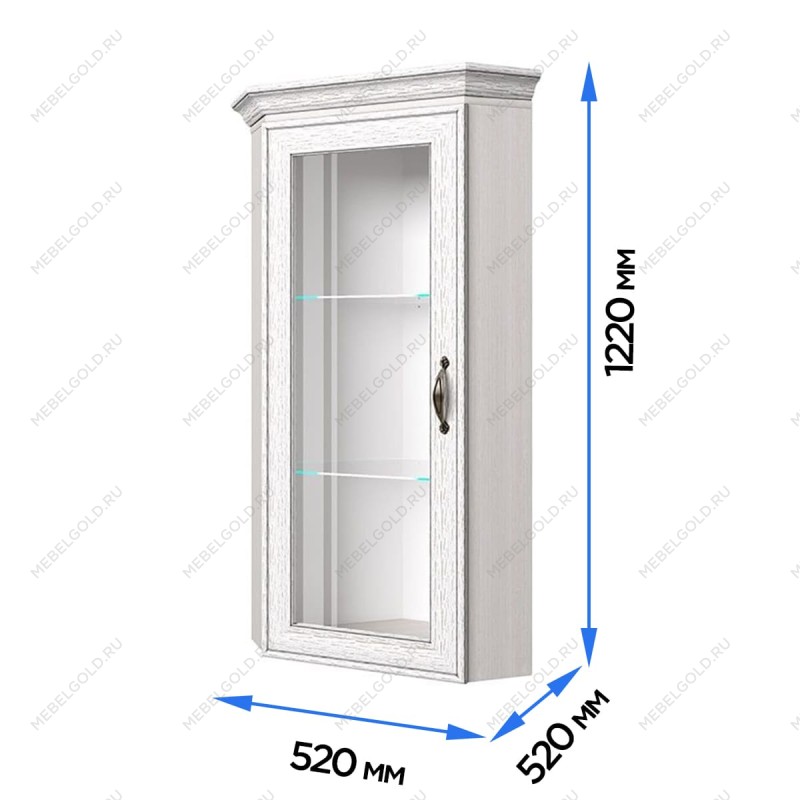 Шкаф с витриной Тиффани 1VU вудлайн кремовый | изображение 2