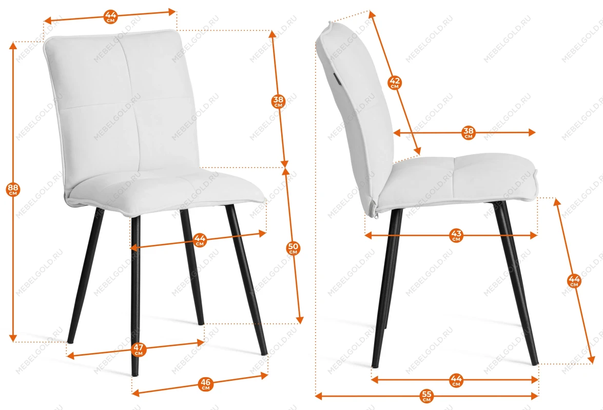 Стул обеденный Sweet, флок, бежевый/черный, 7, 46х55х88 | изображение 15