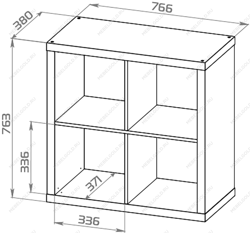 КАЛЛАКС / ФОРА Стеллаж ИКЕА / IKEA 4, квадратной формы с четырьми открытыми ячейками, тамбурат, дуб беленый | изображение 3
