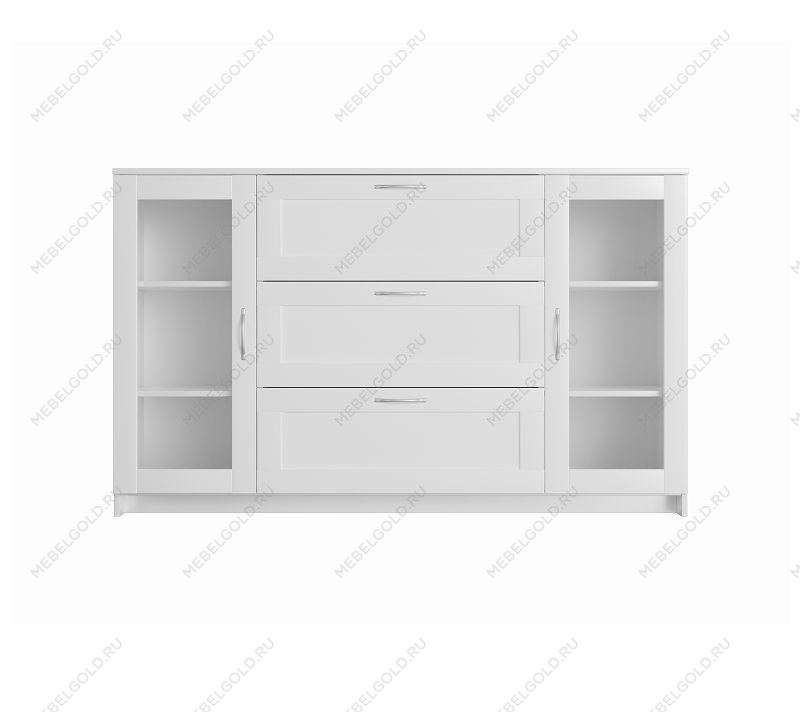 БРИМНЭС / СИРИУС тумба ИКЕА / IKEA 2 двери со стеклом и 3 ящика 156х95 белая | изображение 1