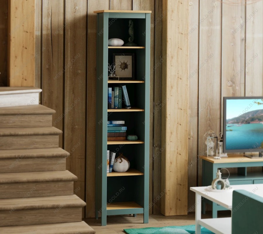 Центральный склад - САГА стеллаж 50 темно-бирюзовый/ясень | изображение 4