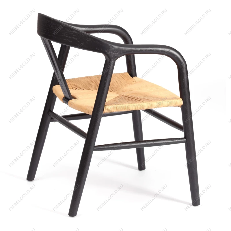 Стул VALI, дерево вяз/бечевка, черный, 50х46х77 см | изображение 2