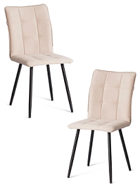 Стул обеденный Bari (2 шт. в упаковке), LT, велюр, бежевый/черный, 7, 41х55х89 см