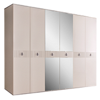 Шкаф 6-ти дверный с зеркалом Римини СОЛО (Слоновая кость/Серебро) РМШ1/6(s)