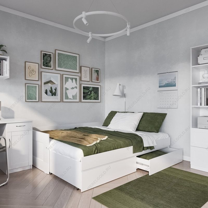 БРИМНЭС / СИРИУС Кровать двухспальная раздвижная ИКЕА / IKEA 90/180х200, белый | изображение 4