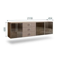 Комод 2.1м Bogemia Woodline Fly Fi (Мокка) (Novabuk/Хром) БМКМ-5[5]