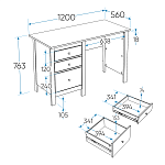 САГА стол письменный 120х56 белый/ясень | изображение 2