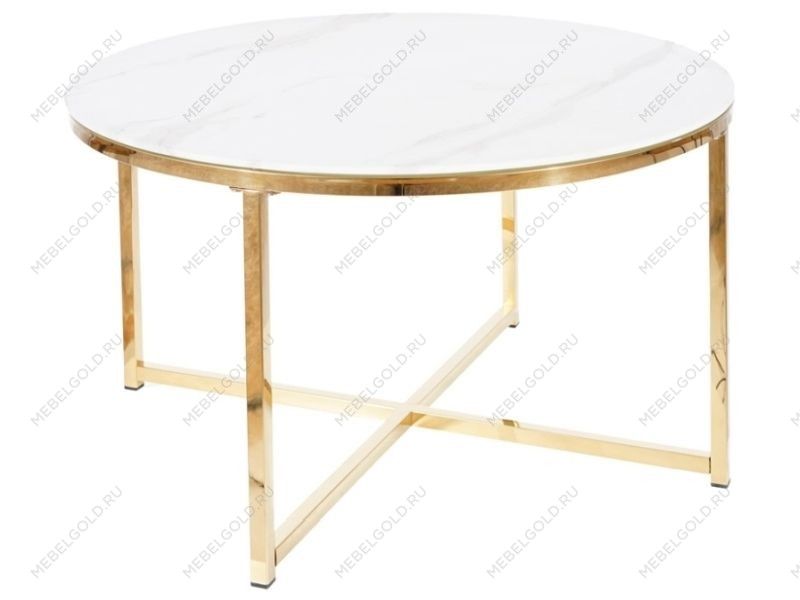 Стол журнальный Signal SALMA (эффект белого мрамора/золотой)