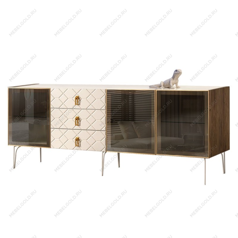 Комод 2.1м Bogemia Woodline Fa (Слоновая кость) (Lakobel/Золото) БМКМ-5[5]