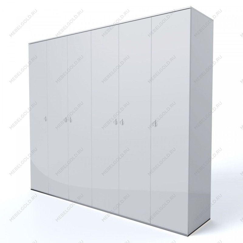 Шкаф 6-ти дверный Римини (Белый/Серебро) РМШ2/6
