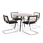 Стул MANI, дерево вяз, ротанг/ткань лен, металлический каркас, черный, 46х46х78 см | изображение 10